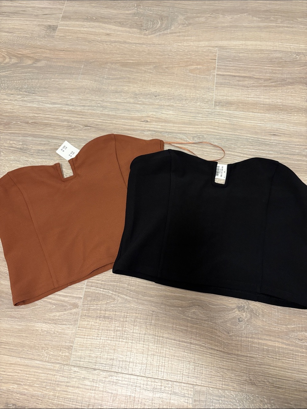 Abercrombie & Fitch Strapless Crop Tops - Black and Brown
